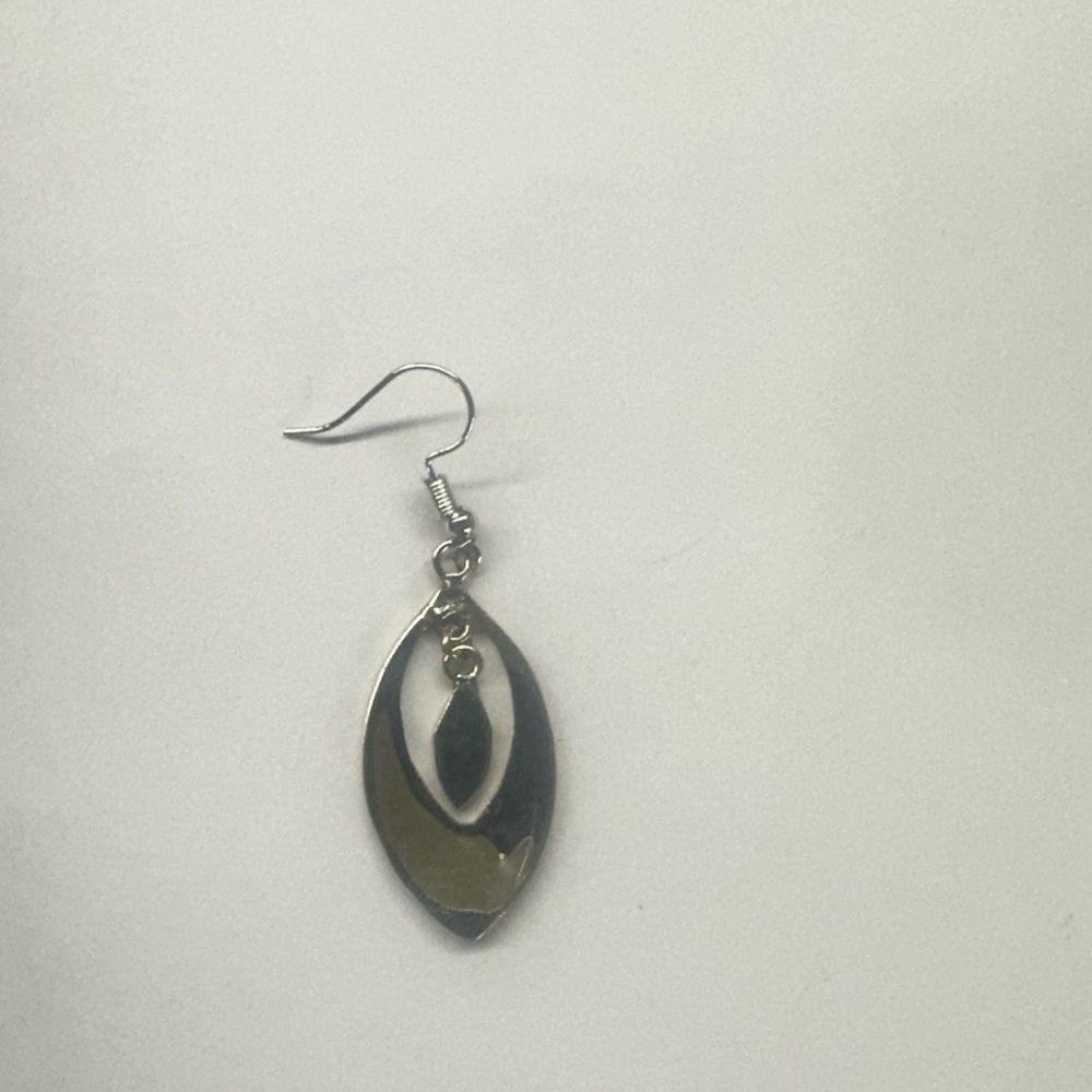 Vintage Taxco Mexican Alpaca Abalone Double Teardrop Earrings - Picture 2 of 6